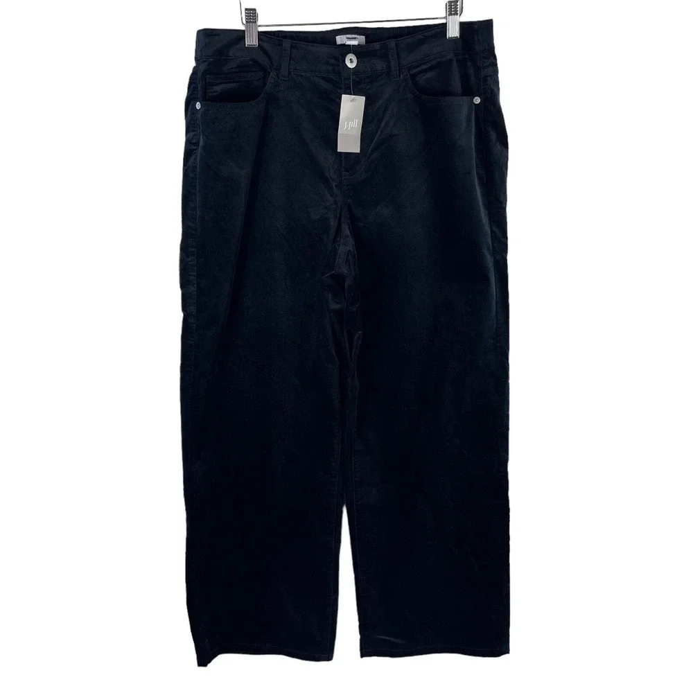 J. Jill‎ Pants Women's Petite 16P Black Velvet Wide Leg High Rise NWT MSRP $109